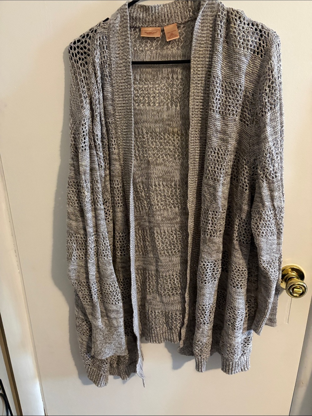 Ladies 4x Open-Front Gray Knit Cardigan Sweater North crest